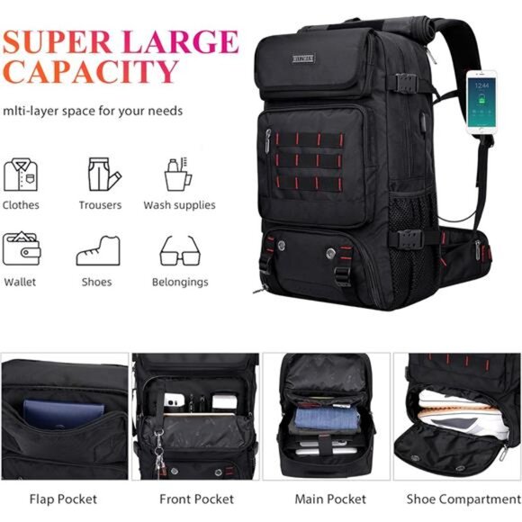 Carry on Travel Backpack for Men Airline Approved Convertible Nylon Duffle - Picture 5 of 7